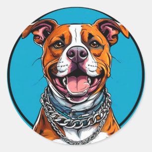 Cute Pitbull dog Classic Round Sticker