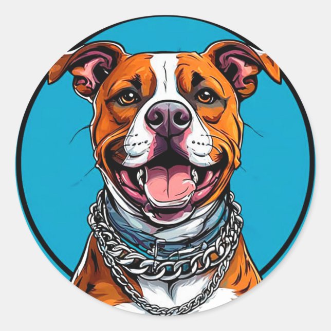 Cute Pitbull dog Classic Round Sticker (Front)