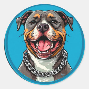 Cute Pitbull dog Classic Round Sticker