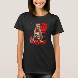 Cute Pitbull Dog Heart Valentine's Day Dog Mum Dad T-Shirt