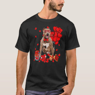 Cute Pitbull Dog Heart Valentine's Day Dog Mum Dad T-Shirt