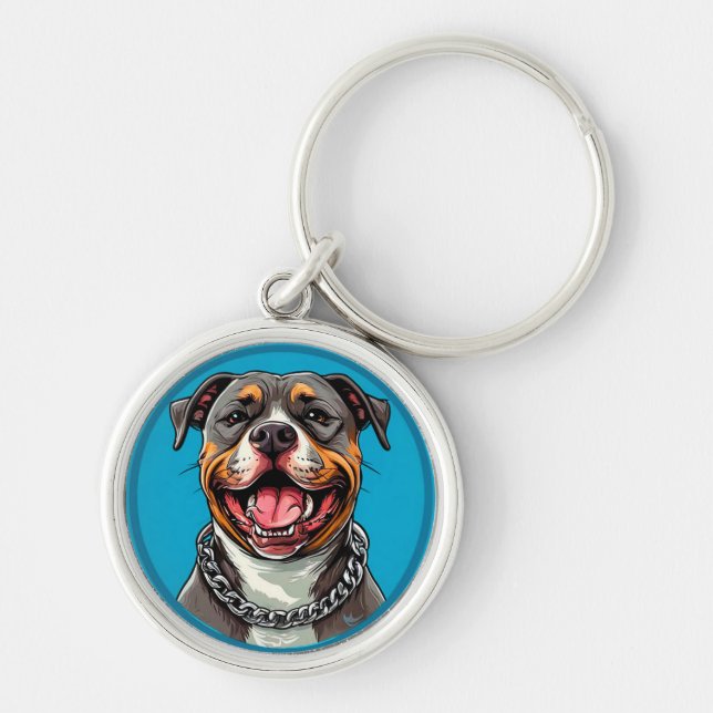 Cute Pitbull dog Key Ring (Front)
