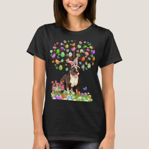 Cute Pitbull Dogs With Bunny Ears Easter Egg Tree T-Shirt