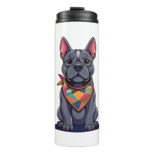Cute Pitbull Frenchie Dog with Bandanna Art Thermal Tumbler