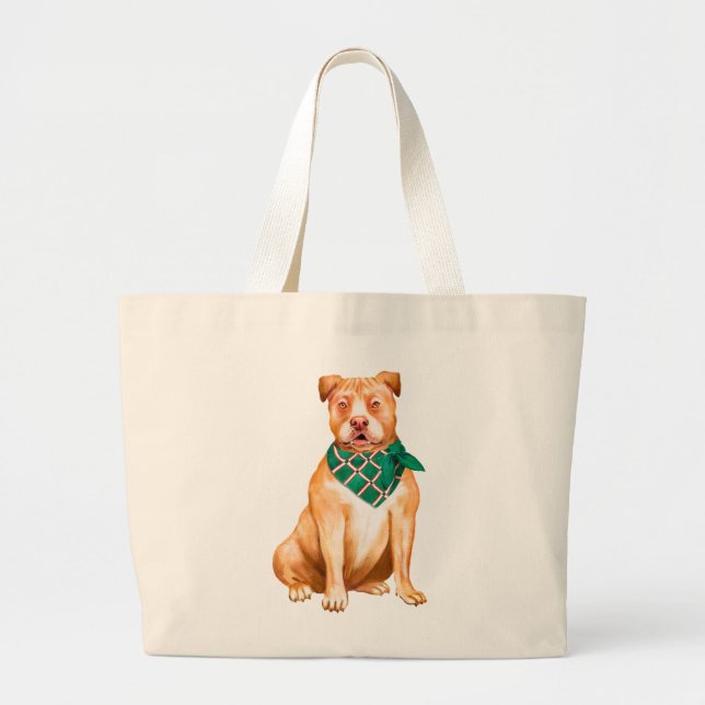 Cute Pitbull Gift Pittie Puppy Dog Pit Bull Large Tote Bag (Front)