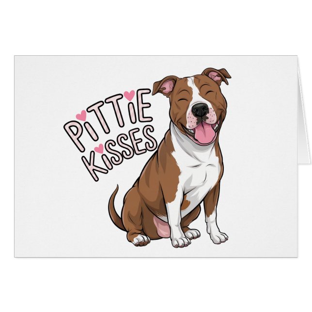 Cute Pitbull Kisses Dog Love Pittie Pit Bull (Front Horizontal)