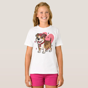 Cute Pitbull Love Bug with Floral Crown T-Shirt