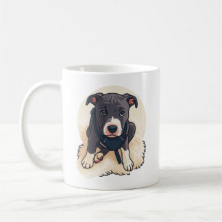 Cute Pitbull Puppy Dog Cartoon Design Coffee Mug