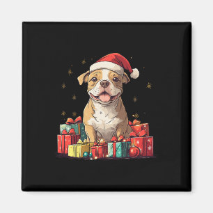 Cute Pitbull Santa Hat Funny Christmas Pittie Xmas Magnet