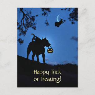 Cute Pitbull Vampire Costume Halloween Holiday Postcard