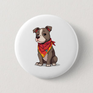 Cute Pitbull with Bandanna  Adorable Dog Lover Gif 6 Cm Round Badge
