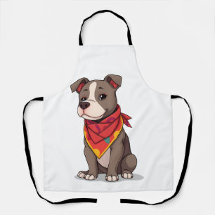 Cute Pitbull with Bandanna Adorable Dog Lover Gif Apron