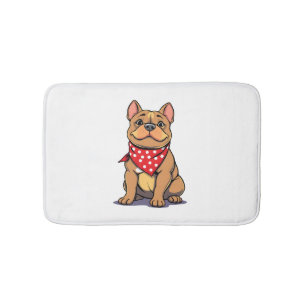 Cute Pitbull with Bandanna Adorable Dog Lover Gif Bath Mat