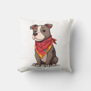 Cute Pitbull with Bandanna  Adorable Dog Lover Gif Cushion