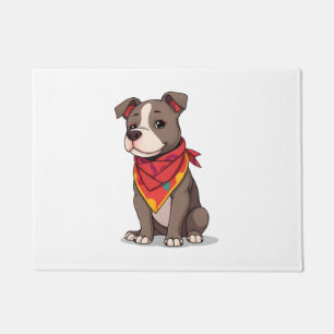 Cute Pitbull with Bandanna  Adorable Dog Lover Gif Doormat