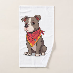 Cute Pitbull with Bandanna Adorable Dog Lover Gif Hand Towel