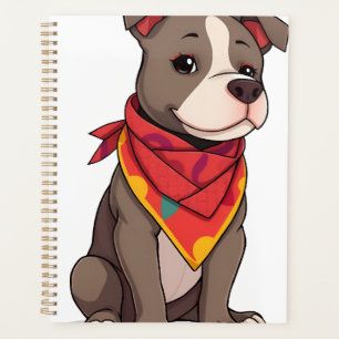 Cute Pitbull with Bandanna Adorable Dog Lover Gif Planner