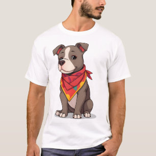 Cute Pitbull with Bandanna  Adorable Dog Lover Gif T-Shirt