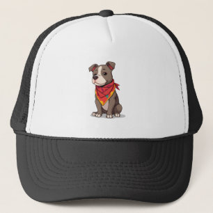 Cute Pitbull with Bandanna Adorable Dog Lover Gif Trucker Hat