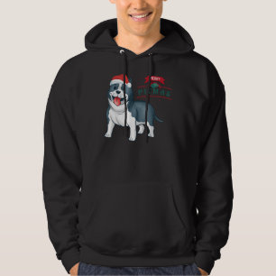 Cute Pitbull With Santa Hat Merry Pitmas Hoodie