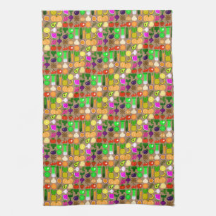 Cute Pixel Art Fruit & Vegetable Kitchen Towel