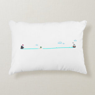 Cute Pixel Art Pirate Ship Chase Merchant Ship Decorative Cushion