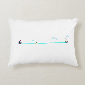 Cute Pixel Art Pirate Ship Chase Merchant Ship Decorative Cushion