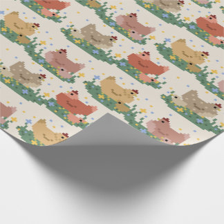 Cute Pixel Chickens Pattern Wrapping Paper