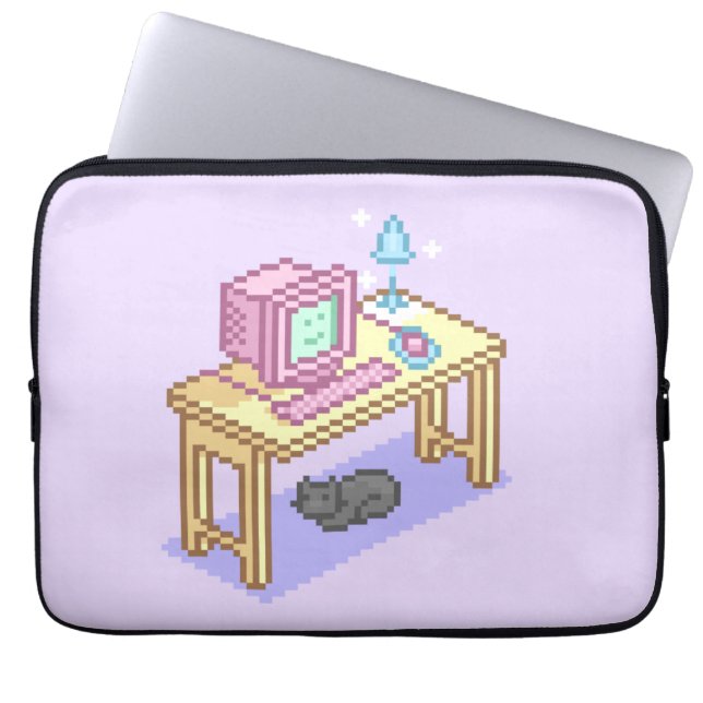 Cute Pixel Computer Laptop Sleeve (Front)