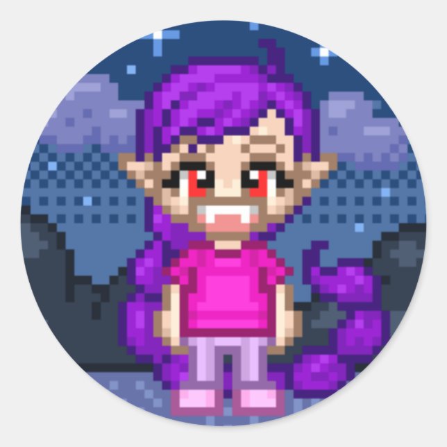 Cute Pixel Darkfire Classic Round Sticker (Front)