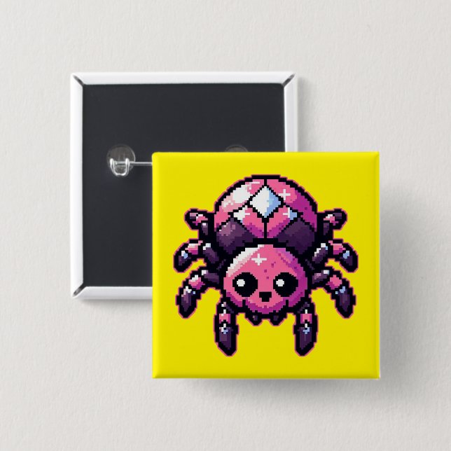 Cute Pixel Spider 15 Cm Square Badge (Front & Back)
