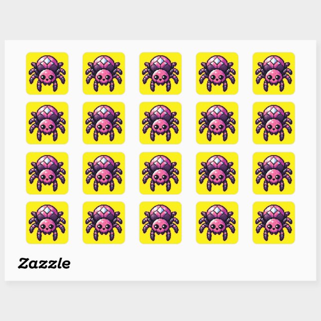 Cute Pixel Spider Square Sticker (Sheet)