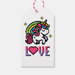 Cute Pixel Unicorn Love Retro Gaming Gift Tags