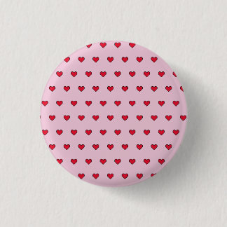 Cute pixelated heart shape  3 cm round badge