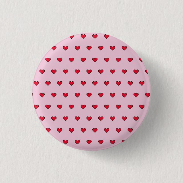 Cute pixelated heart shape  3 cm round badge (Front)