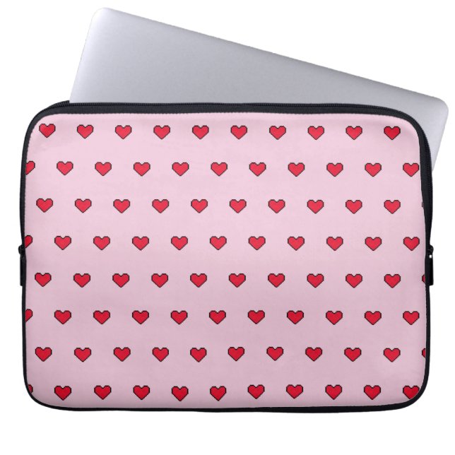Cute pixelated heart shape  laptop sleeve (Front)