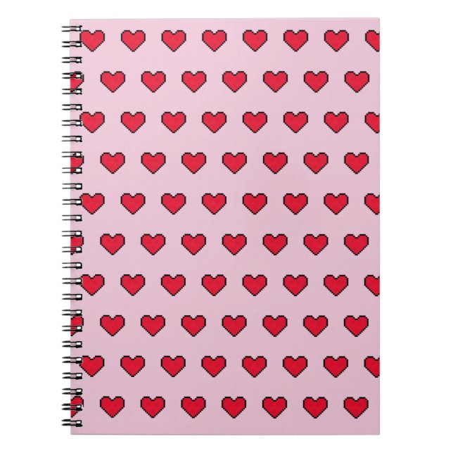 Cute pixelated heart shape notebook (Front)
