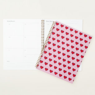 Cute pixelated heart shape planner