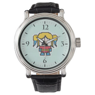 Cute pixeled bad girl throw pillow watch