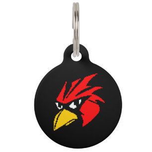Cute pixeled bird face drawstring bag hand sanitiz pet tag