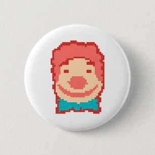 Cute pixeled clown face  6 cm round badge