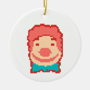 Cute pixeled clown face  ceramic ornament