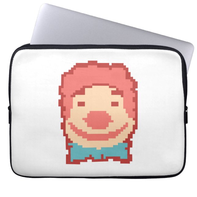 Cute pixeled clown face  throw pillow laptop sleeve (Front)