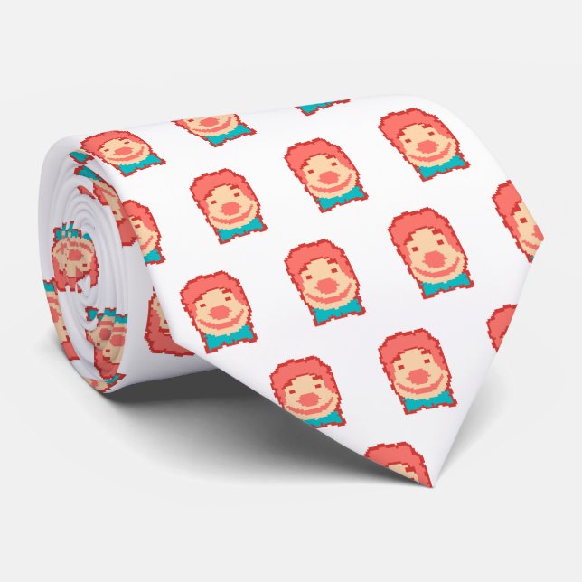 Cute pixeled clown face  throw pillow tie (Rolled)