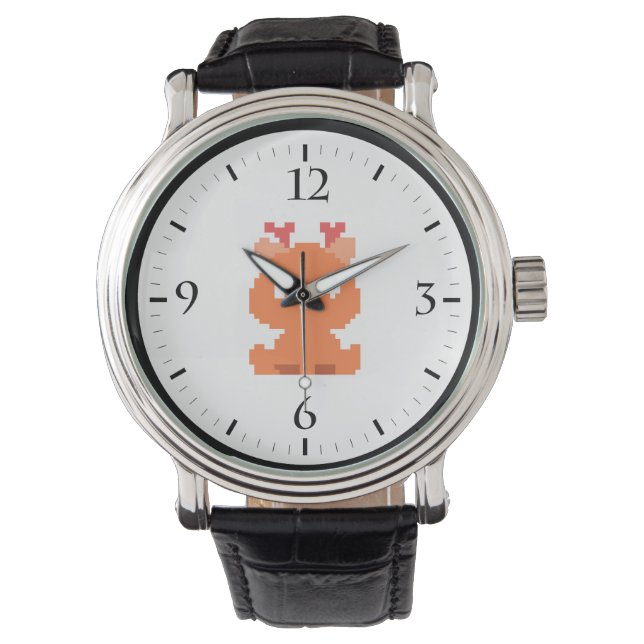 Cute pixeled deer baby playing cards watch (Front)