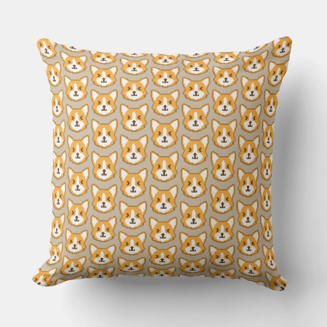 Cute pixeled dog face cushion (Front)