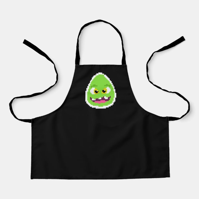 Cute pixeled egg monster apron (Front)