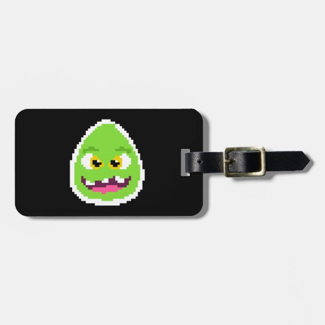Cute  pixeled egg monster coffee mug luggage tag (Front Horizontal)