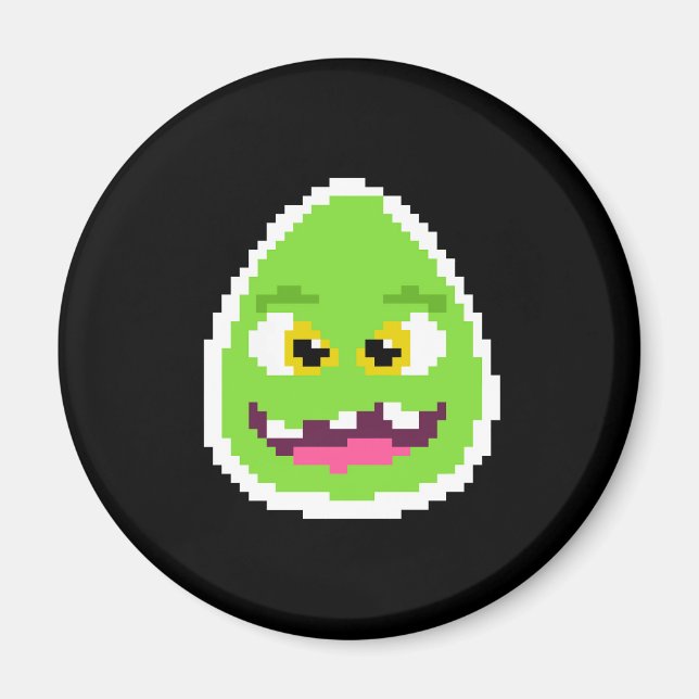 Cute  pixeled egg monster coffee mug magnet (Front)