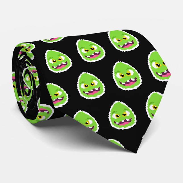 Cute  pixeled egg monster coffee mug tie (Rolled)